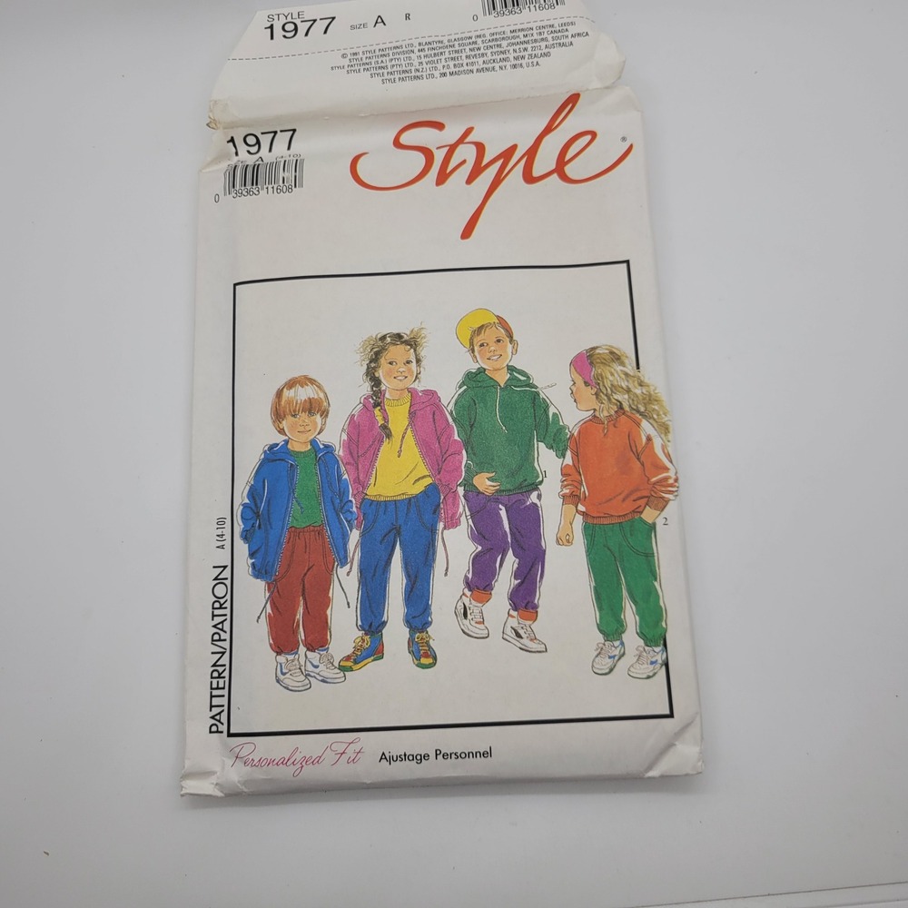 Vintage 1991 Style 1977 Kids Sporty Separates Sewing Pattern Size 4-10 Jacket